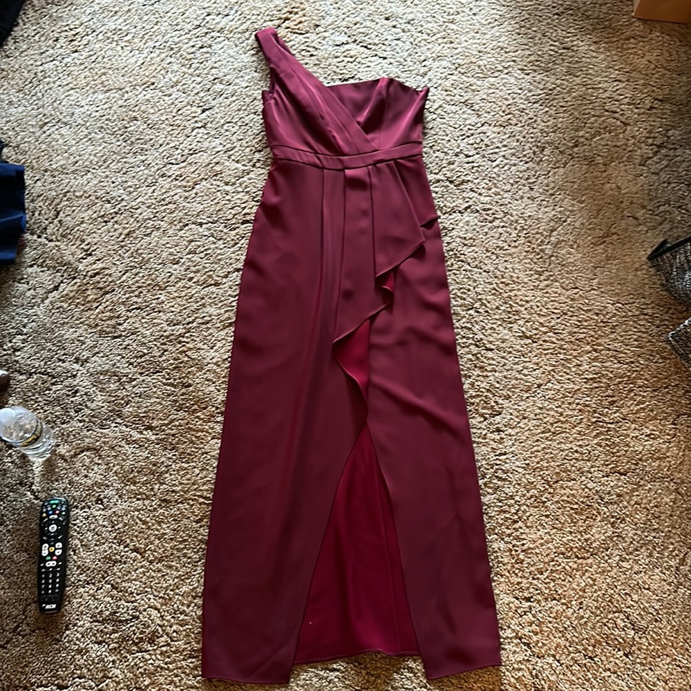 Maroon BCBG Maxazria prom dress